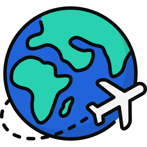 Travel icon with airplane and globe